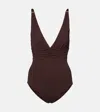 Melissa Odabash Panarea Ruched Swimsuit In Brown