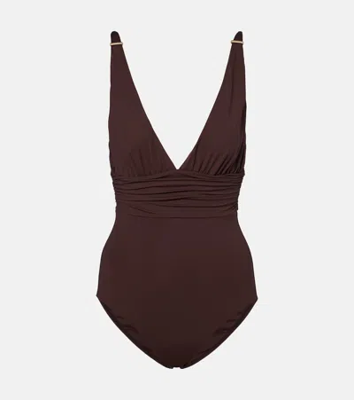 Melissa Odabash Panarea Ruched Swimsuit In Brown