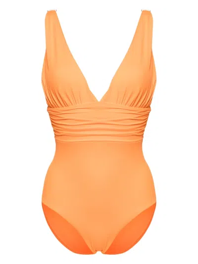 Melissa Odabash Panarea V-neck Swimsuit In Orange