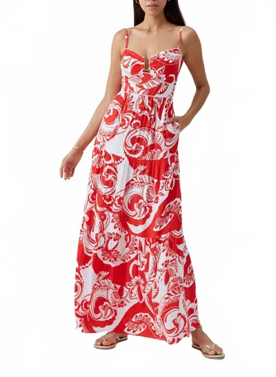 Melissa Odabash Paola Floral Maxi Dress In Red