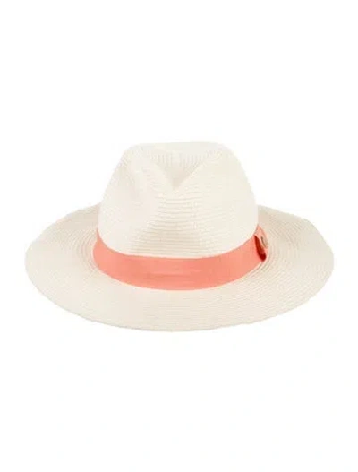 Pre-owned Melissa Odabash Paper Fedora Hat In Neutrals