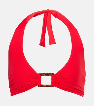 Melissa Odabash Paris Embellished Bikini Top In Red