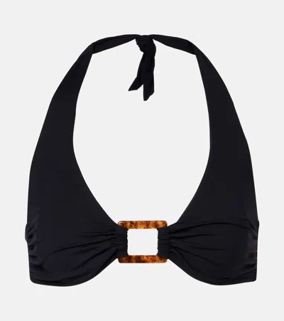 Melissa Odabash Paris Embellished Halterneck Bikini Top In Black