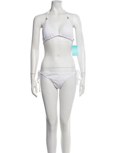 Pre-owned Melissa Odabash Patterned Bikini W/ Tags In White