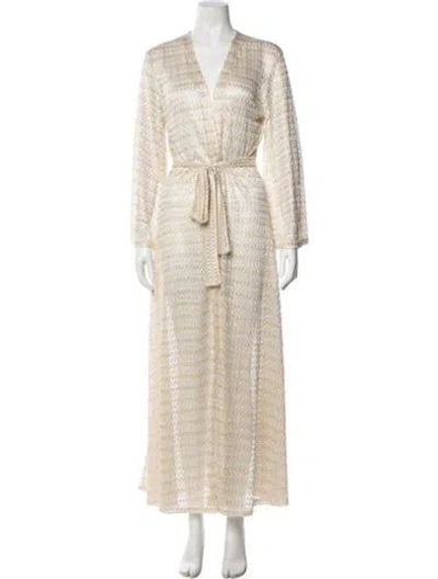 Pre-owned Melissa Odabash Patterned Glitter Accents Cover-up W/ Tags In Gold/neutrals