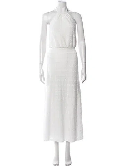 Pre-owned Melissa Odabash Patterned Long Dress In White