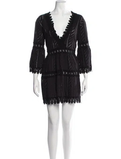 Pre-owned Melissa Odabash Patterned Mini Dress In Black