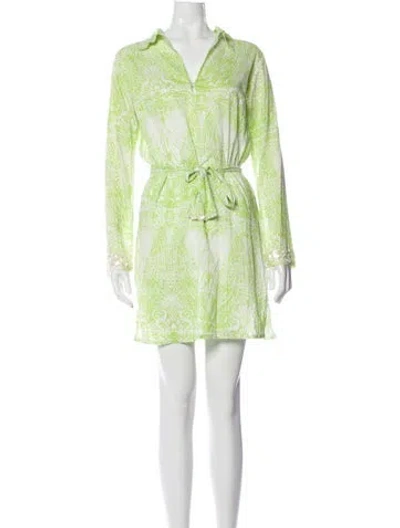 Pre-owned Melissa Odabash Patterned Mini Dress In Green