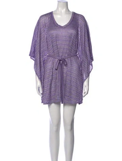 Pre-owned Melissa Odabash Patterned Mini Dress In Purple