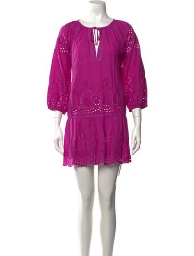 Pre-owned Melissa Odabash Patterned Mini Dress In Purple