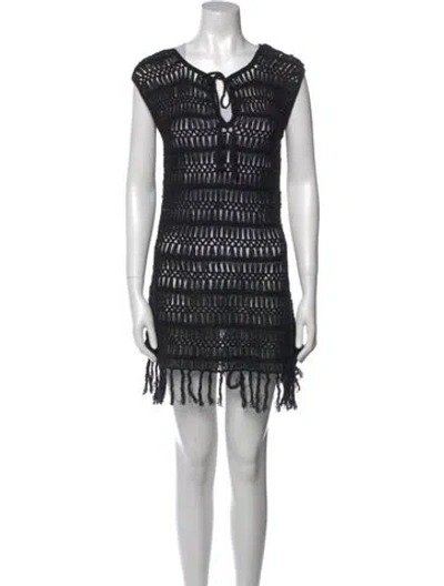 Pre-owned Melissa Odabash Patterned Mini Dress W/ Tags In Black