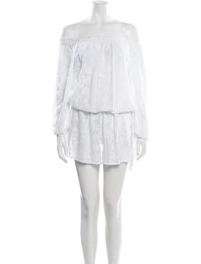 Pre-owned Melissa Odabash Patterned Mini Dress In White