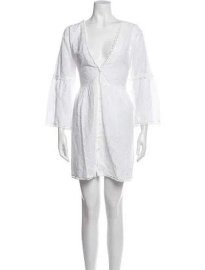 Pre-owned Melissa Odabash Patterned Mini Dress In White