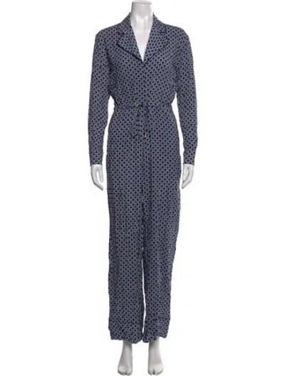 Pre-owned Melissa Odabash Patterned V-neck Jumpsuit In Blue