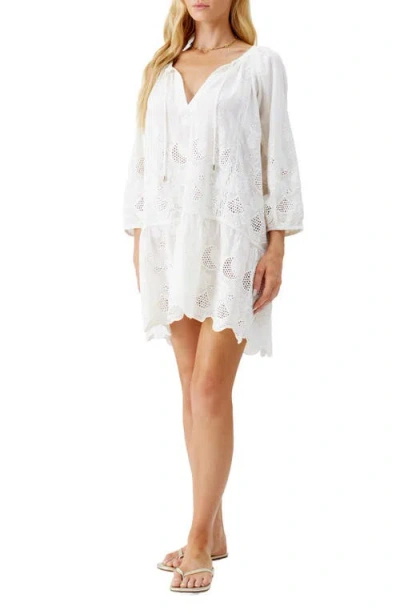 Melissa Odabash Pearl Broderie Anglaise Cover-up Minidress In Ivory