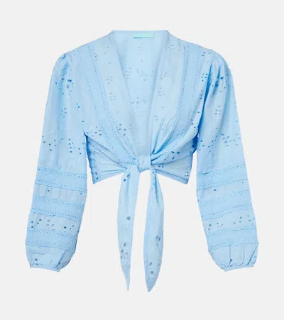 Melissa Odabash Pia Broderie Anglaise Cotton Top In Blue