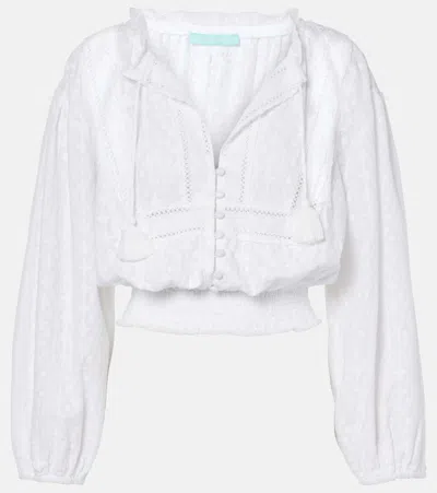Melissa Odabash Pixi Cropped Cotton Shirt In White