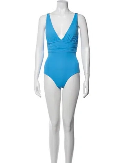 Pre-owned Melissa Odabash Pleated Accents One-piece In Blue
