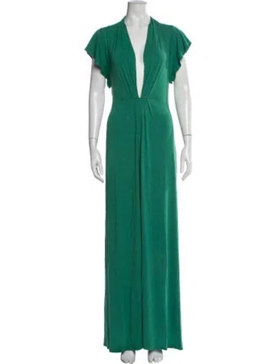 Pre-owned Melissa Odabash Plunge Neckline Long Dress In Green