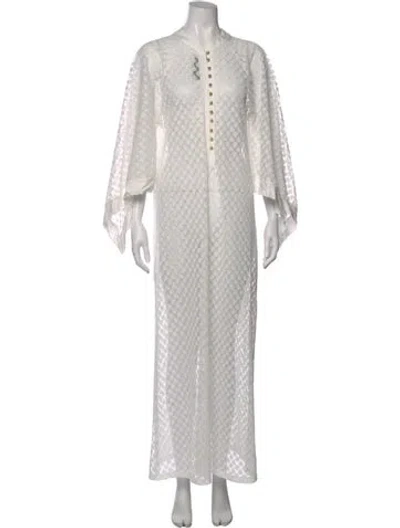Pre-owned Melissa Odabash Polka Dot Print Long Dress W/ Tags In Gray