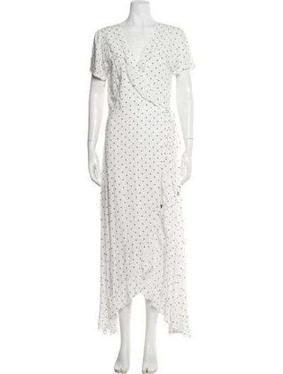 Pre-owned Melissa Odabash Polka Dot Print Long Dress In White