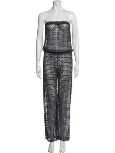 Pre-owned Melissa Odabash Polka Dot Print V-neck Jumpsuit In Blue