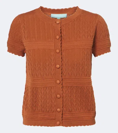 Melissa Odabash Polly Pointelle Cotton Cardigan In Orange