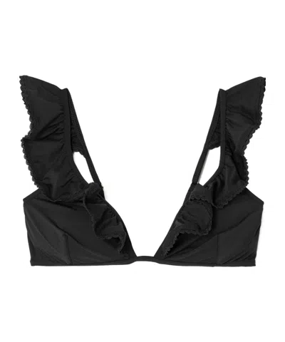Melissa Odabash Pompano Ruffled Scalloped Bikini Top In Black