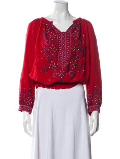 Pre-owned Melissa Odabash Printed Crew Neck Top In Blue