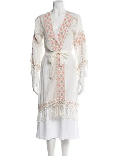 Pre-owned Melissa Odabash Printed Embroidered Accent Cover-up In Neutral