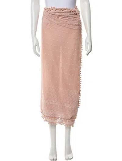Pre-owned Melissa Odabash Printed Embroidered Accent Sarong In Pink