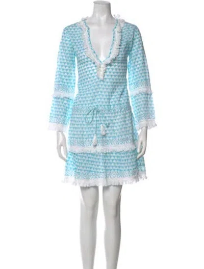Pre-owned Melissa Odabash Printed Knee-length Dress In Blue
