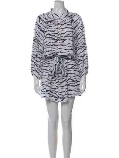 Pre-owned Melissa Odabash Printed Knee-length Dress In White