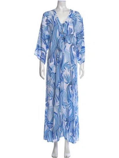 Pre-owned Melissa Odabash Printed Long Dress In Blue