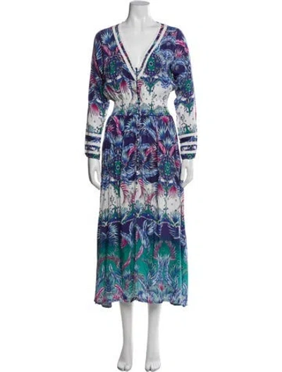 Pre-owned Melissa Odabash Printed Long Dress In Blue