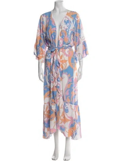 Pre-owned Melissa Odabash Printed Long Dress In Blue