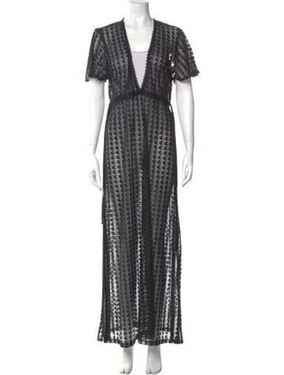 Pre-owned Melissa Odabash Printed Long Dress W/ Tags In Black