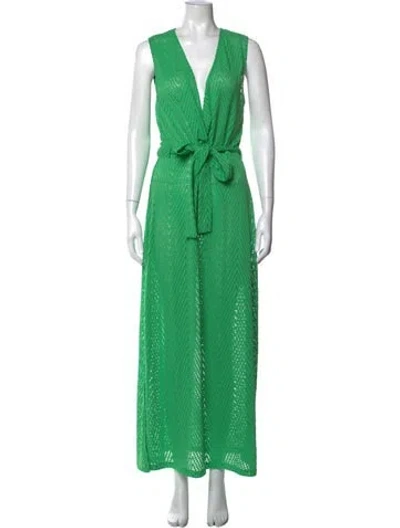 Pre-owned Melissa Odabash Printed Long Dress W/ Tags In Green