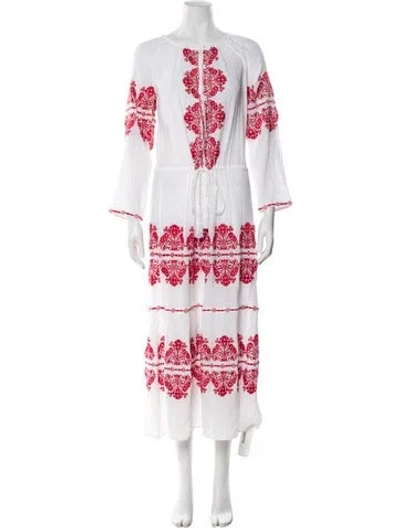 Pre-owned Melissa Odabash Printed Long Dress W/ Tags In White