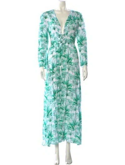 Pre-owned Melissa Odabash Printed Long Dress In White