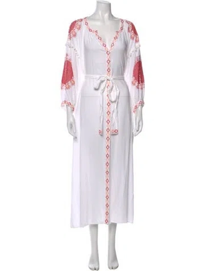 Pre-owned Melissa Odabash Printed Long Dress In White
