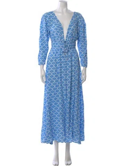 Pre-owned Melissa Odabash Printed Midi Length Dress In Blue