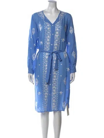 Pre-owned Melissa Odabash Printed Midi Length Dress In Blue