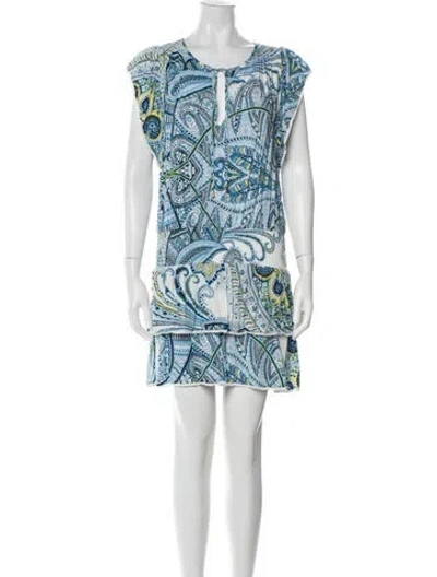 Pre-owned Melissa Odabash Printed Mini Dress In Blue