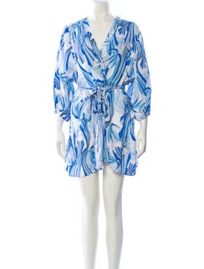 Pre-owned Melissa Odabash Printed Mini Dress In Blue