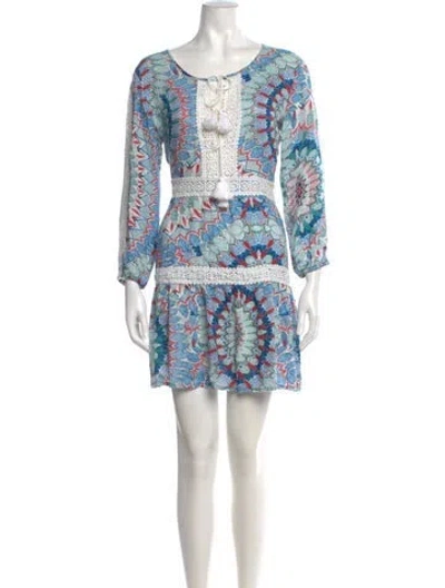 Pre-owned Melissa Odabash Printed Mini Dress In Blue