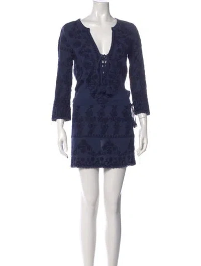 Pre-owned Melissa Odabash Printed Mini Dress In Blue