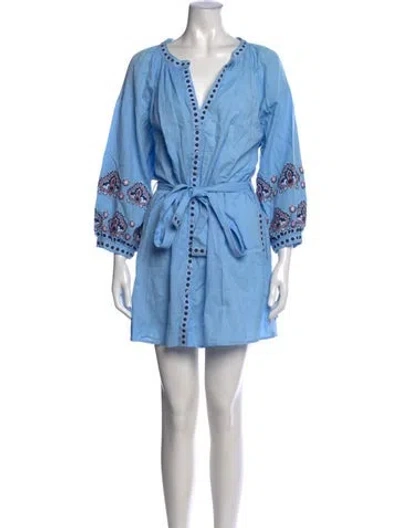 Pre-owned Melissa Odabash Printed Mini Dress In Blue