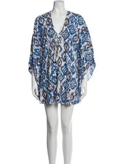 Pre-owned Melissa Odabash Printed Mini Dress In Blue