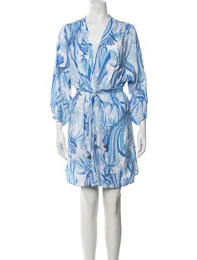 Pre-owned Melissa Odabash Printed Mini Dress In Blue